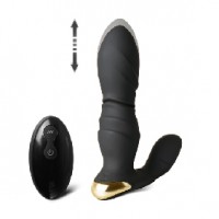 Thrusting Vibrating Prostate Massager 10 Function Remote Control Black
